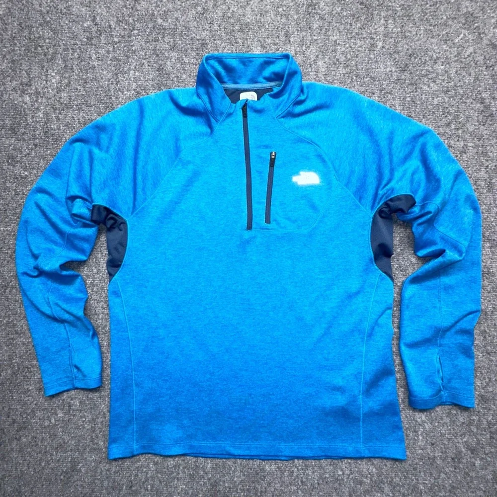 The North Face Mens L‎ G Blue FlashDry 1/4 Zip Pullover Athletic Shirt